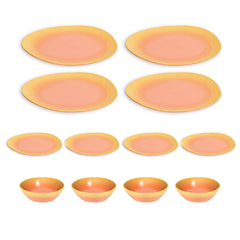 VAV GET 12-Piece Gradient Orange Dinnerware Set. Service for 4 includes: 4-pieces 28.3cm / 11inch Dinner Plates, 4-pieces 23cm / 9inch Appetizer Plates, 4-pieces 16.5cm / 6.5inch Bowls.
