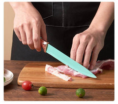 VAV GET 19-Piece Kitchen Knife and Utensils Set with Storage Rack, Silicone Cooking Utensils Set, Heat Resistant Kitchenware including cutting board, spoons whisk scraper spatula. Mint Green