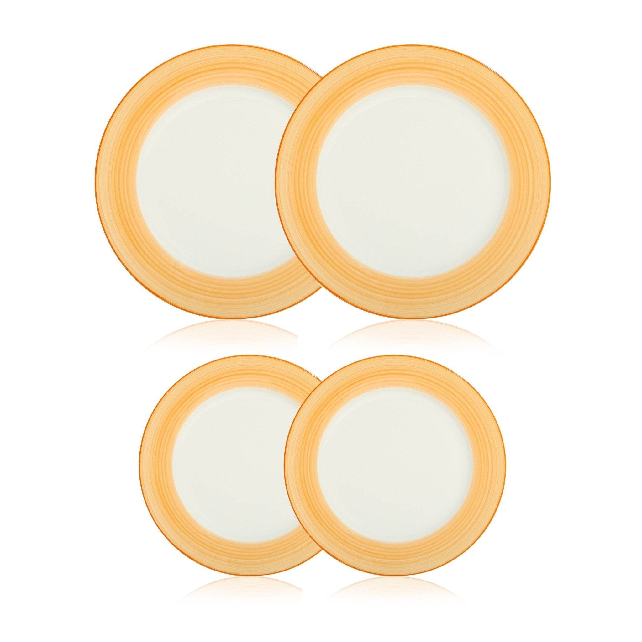 VAV GET 4-Piece Gradual Change Pattern Dinnerware Plates Set. Service for 2 includes: 2-pieces 27cm / 10.55inch Dinner Plates, 2-pieces 23cm / 9inch Appetizer Plates.