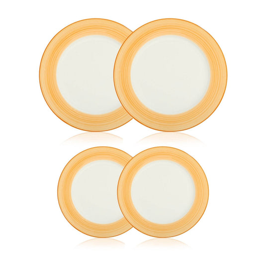 VAV GET 4-Piece Gradual Change Pattern Dinnerware Plates Set. Service for 2 includes: 2-pieces 27cm / 10.55inch Dinner Plates, 2-pieces 23cm / 9inch Appetizer Plates.