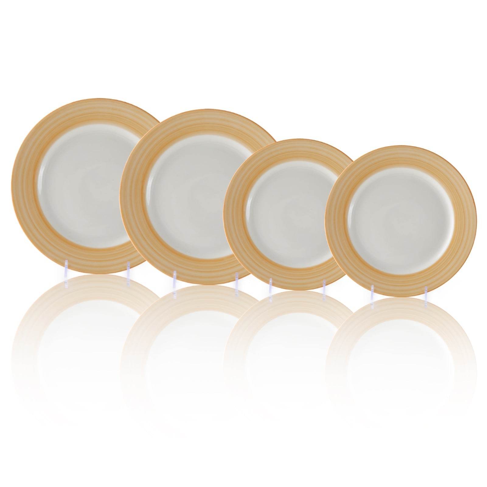 VAV GET 4-Piece Gradual Change Pattern Dinnerware Plates Set. Service for 2 includes: 2-pieces 27cm / 10.55inch Dinner Plates, 2-pieces 23cm / 9inch Appetizer Plates.