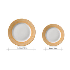 VAV GET 4-Piece Gradual Change Pattern Dinnerware Plates Set. Service for 2 includes: 2-pieces 27cm / 10.55inch Dinner Plates, 2-pieces 23cm / 9inch Appetizer Plates.