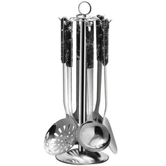 VAV GET 7 pcs Kitchen Utensils Set, Stainless Steel with ABS Black Handle.