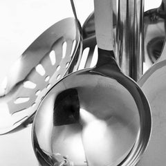 VAV GET 7 pcs Kitchen Utensils Set, Stainless Steel with ABS White Handle.