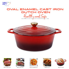 VAV GET Enameled Cast Iron Oval Casserole Dish with Lid - 4.25 Quart Enamel Oval Cookware Pot - Enameled Cast Iron Dutch Oven with Lid