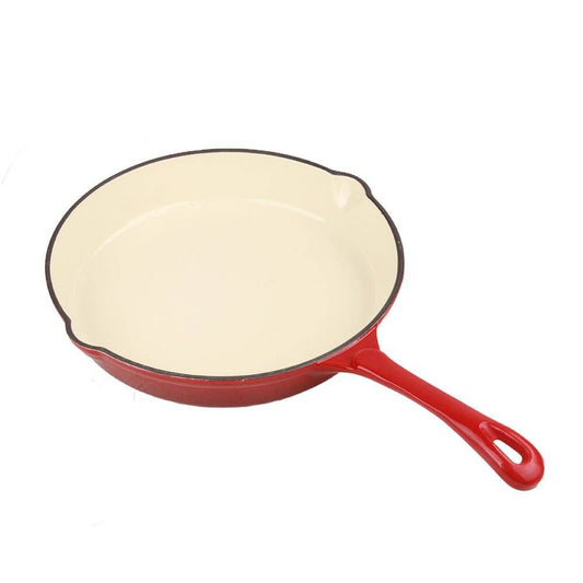 VAV GET Healthy and Safe, Non-Stick Cast Iron Dutch Oven Fry Pan, 25.5x41.5cm / 10x16.3Inch – Red