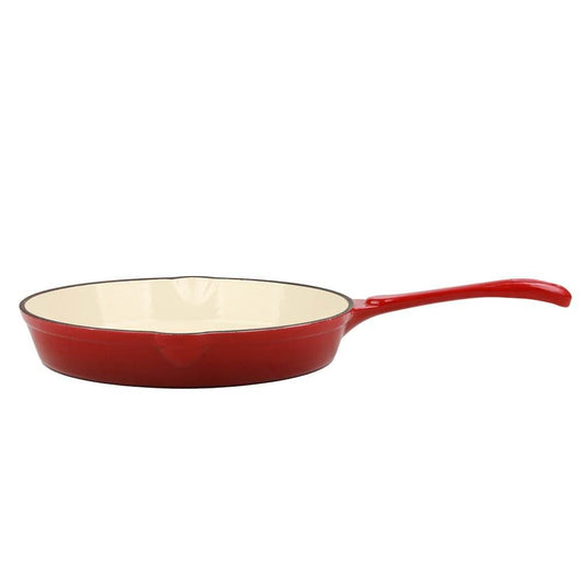 VAV GET Healthy and Safe, Non-Stick Cast Iron Dutch Oven Fry Pan, 25.5x41.5cm / 10x16.3Inch – Red