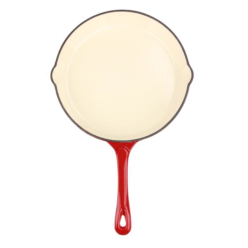 VAV GET Healthy and Safe, Non-Stick Cast Iron Dutch Oven Fry Pan, 25.5x41.5cm / 10x16.3Inch – Red