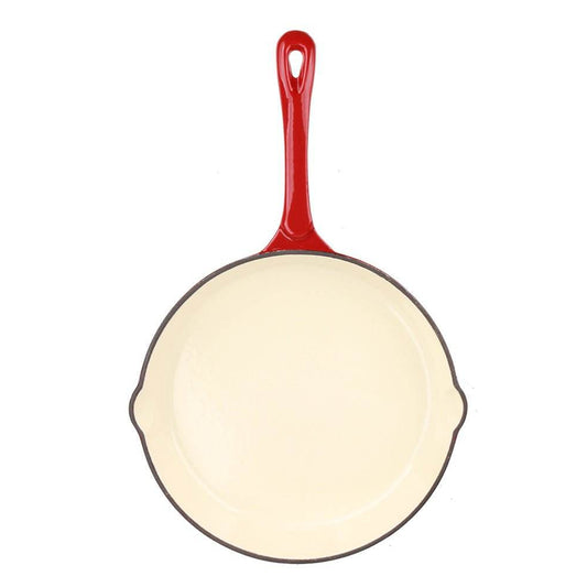 VAV GET Healthy and Safe, Non-Stick Cast Iron Dutch Oven Fry Pan, 25.5x41.5cm / 10x16.3Inch – Red