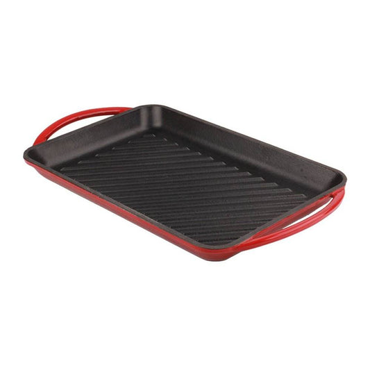 VAV GET Healthy and Safe, Non-Stick Cast Iron Dutch Oven Square Grill Pan, 21.8x33.3cm / 8.6x13.1Inch – Red