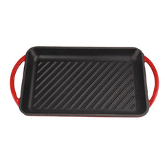 VAV GET Healthy and Safe, Non-Stick Cast Iron Dutch Oven Square Grill Pan, 21.8x33.3cm / 8.6x13.1Inch – Red