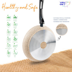 VAV GET Premium Granite 8-PCS Cookware Set, Healthy, Safe, Eco-Friendly, Non-Stick, Durable. Set includes: 26cm Deep and Shallow Casseroles, 18cm Sauce, 26cm Fry and 28cm Grill Pans with Lids.