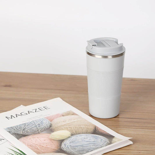 VAV GET Travel Coffee Mug Stainless Steel Vacuum Ice and Hot Drinks Insulated Tumbler for Home Office Outdoor Works Light Grey