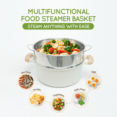 VAV GET 28 CM Deep Casserole with Lid + Steamer – Lattice Series Ceramic Non-Stick, Induction Ready