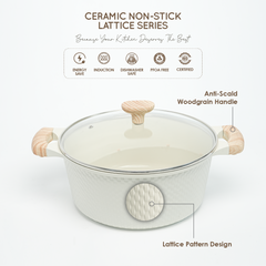 VAV GET 28 CM Deep Casserole with Lid + Steamer – Lattice Series Ceramic Non-Stick, Induction Ready