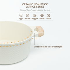 VAV GET 28 CM Deep Casserole with Lid + Steamer – Lattice Series Ceramic Non-Stick, Induction Ready